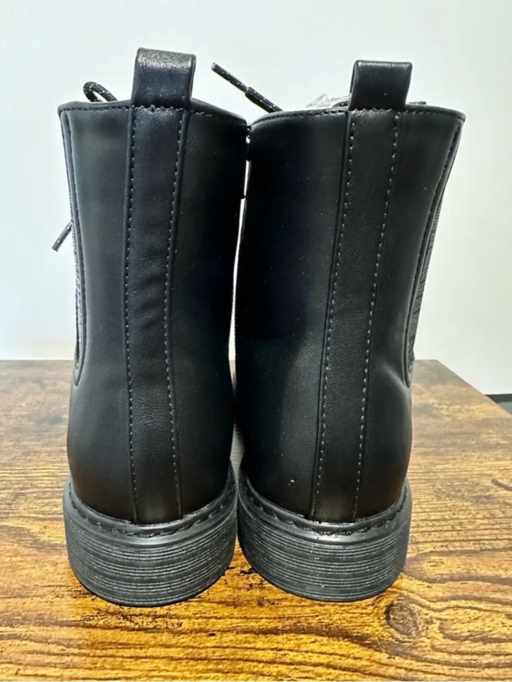 SO Little Girls Roxana Black/Silver Combat Boots NWT Size 1